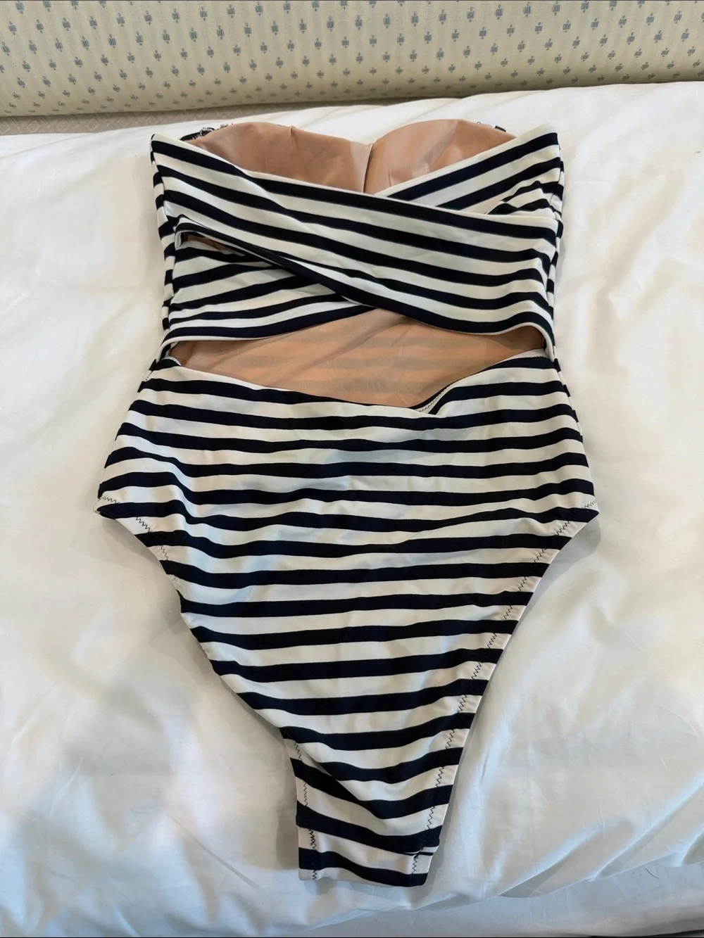 J. Crew Navy and White Striped One-Piece Swimsuit